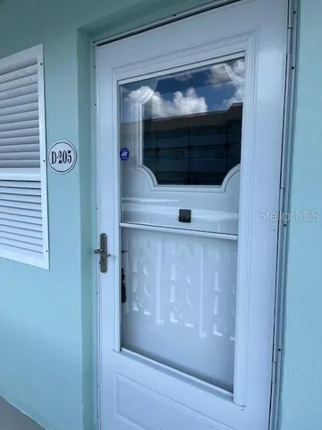 a view of wooden door