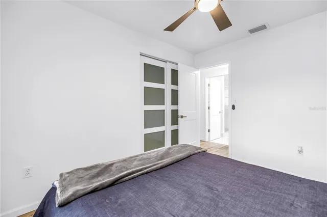 an empty room with closet