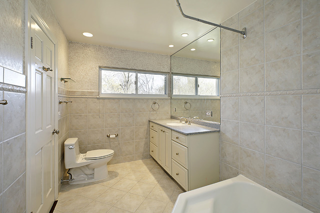 918 Lee Road Northbrook, IL 60062 - Photo 13 of 17 a bathroom with a granite countertop sink a toilet and shower