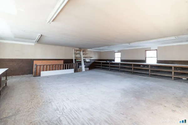 a view of a building with a street