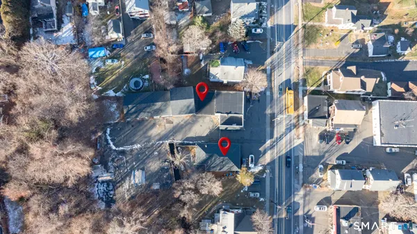 a view of a building with a street