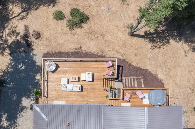 a view of a mountain with a outdoor space