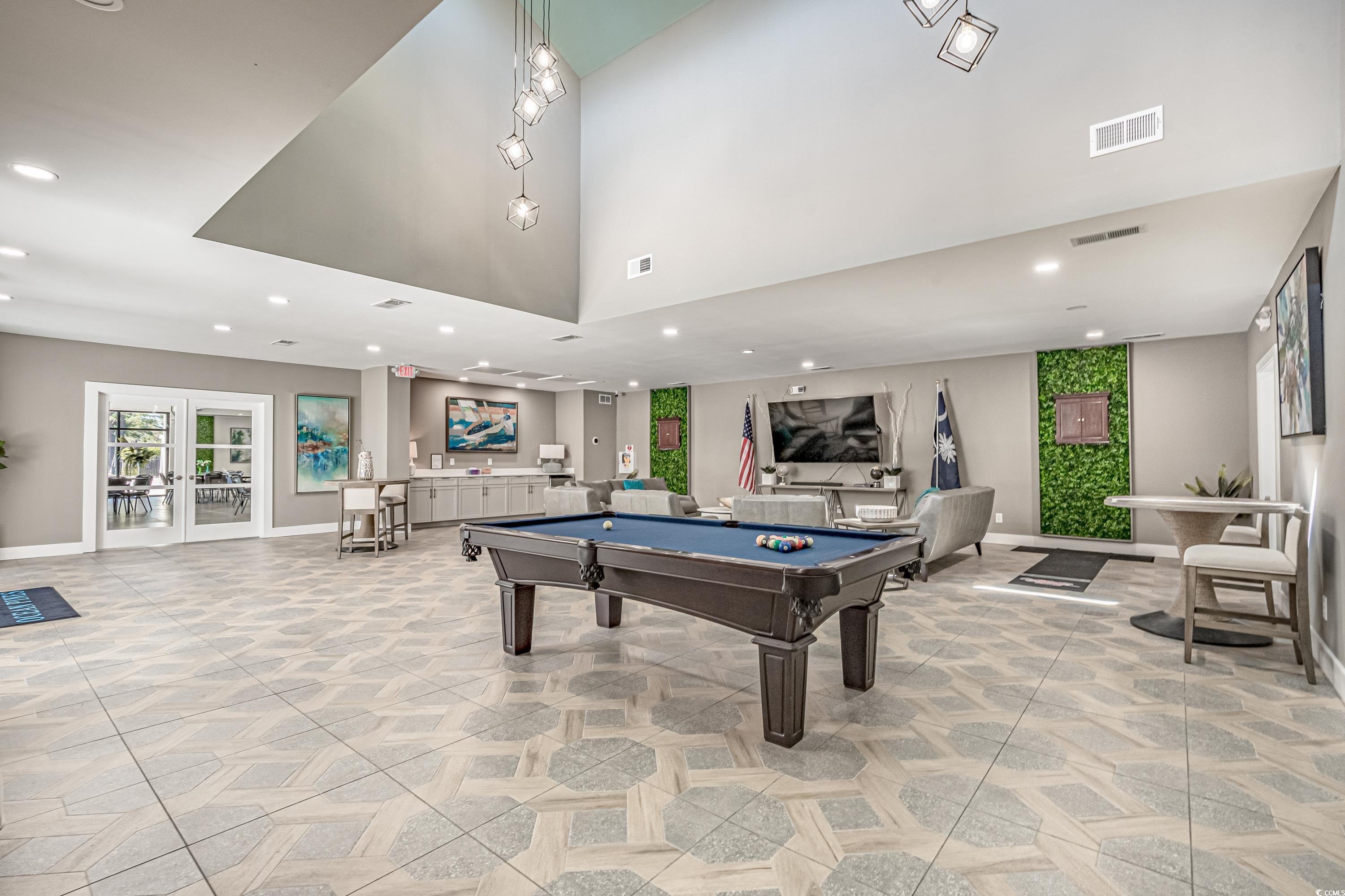 808 Carolina Drive Murrells Inlet, SC 29576 - Photo 40 of 40 Playroom featuring billiards and french doors