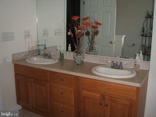 7965 Richardson Road Willards, MD 21874 - Photo 11 of 13 a bathroom with double vanity sinks a vanity and a mirror