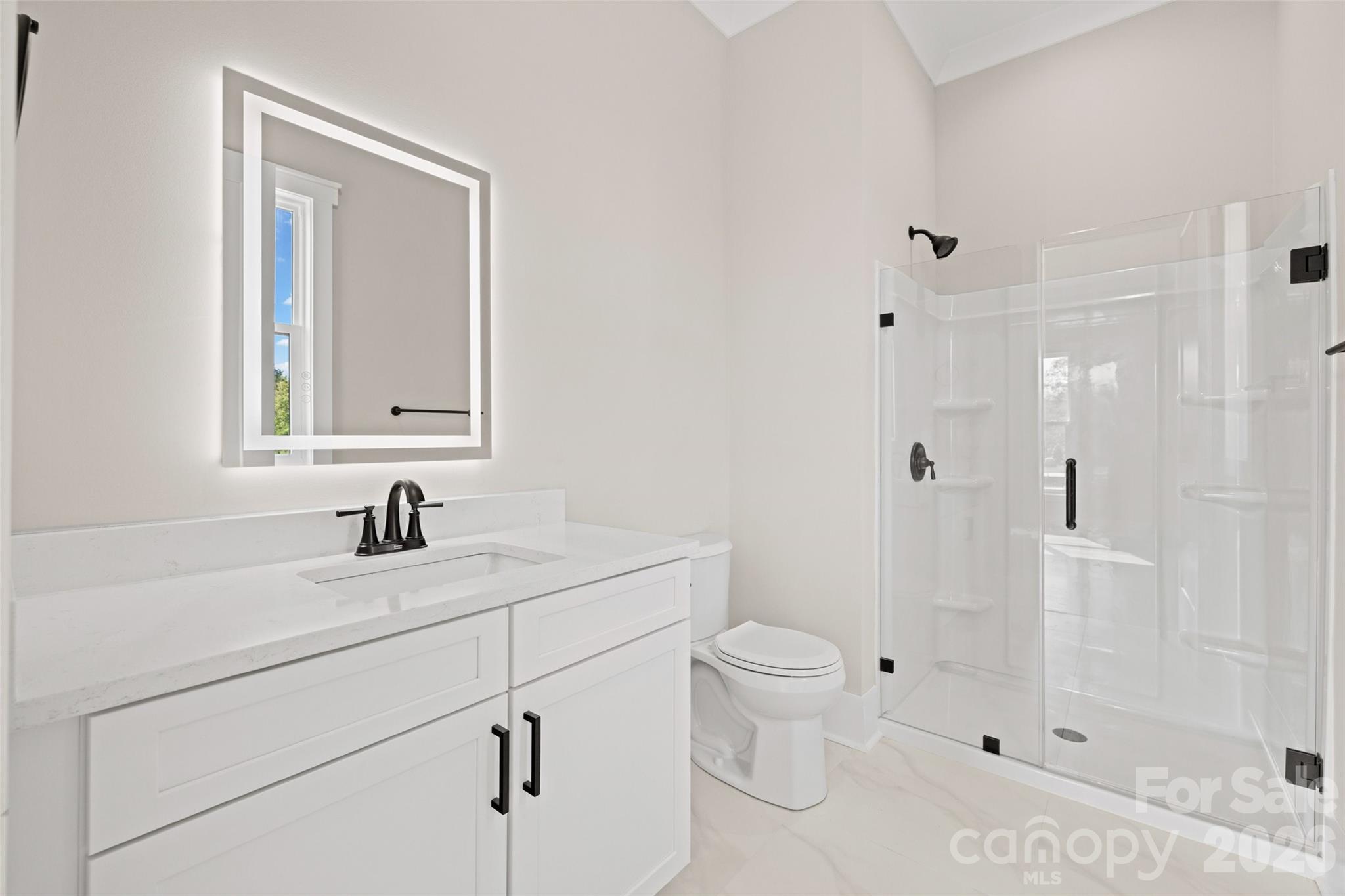 254 Triple Ponds Court Clover, SC 29710 - Photo 37 of 45 a bathroom with a sink toilet a shower and a mirror