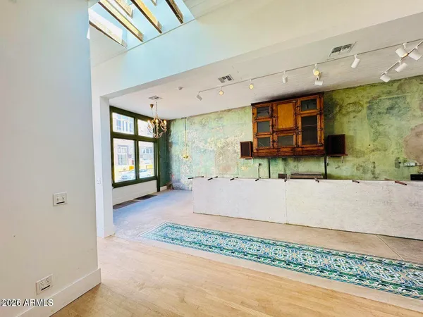 a view of room with a large window