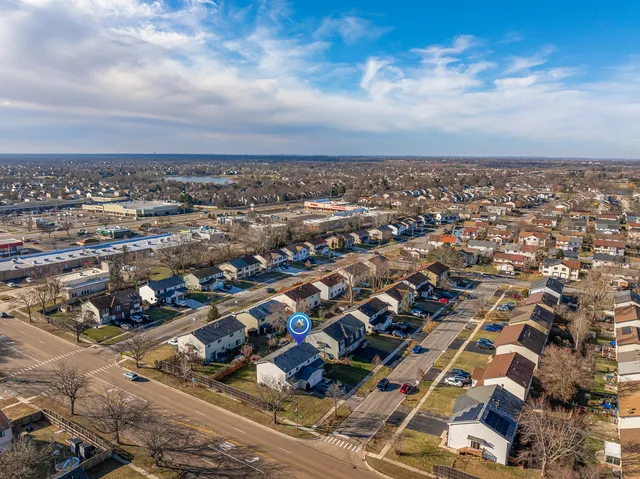 an aerial view of multiple house