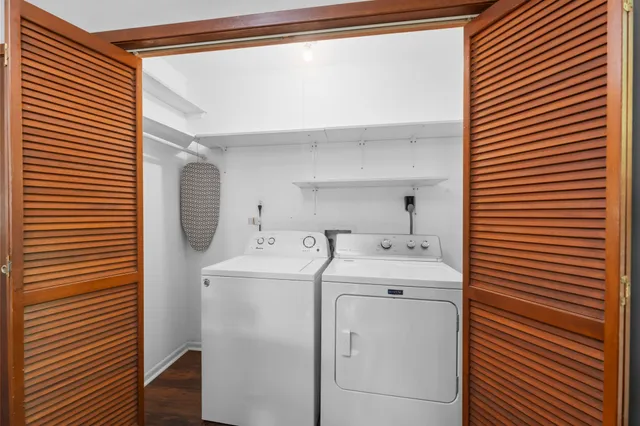 a utility room with dryer and washer