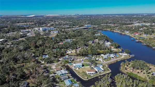 a view of a lake with houses