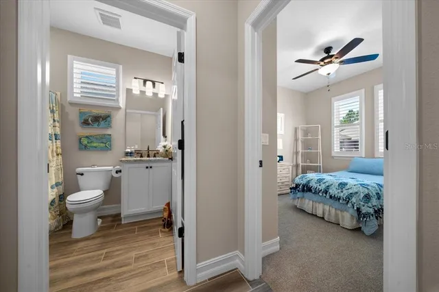 a view of a lake with a yard