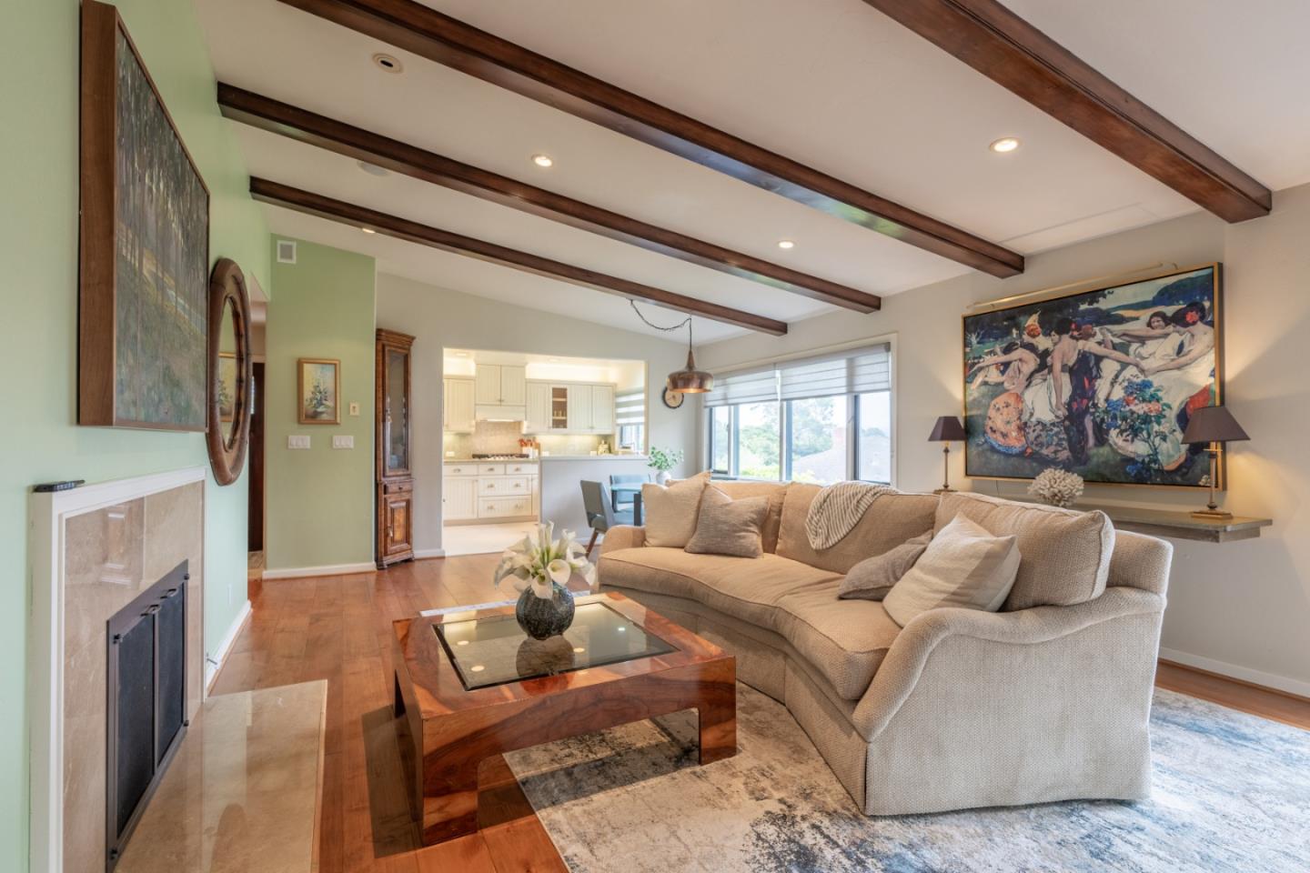 142 Del Mesa Carmel Carmel, CA 93923 - Photo 5 of 39 a living room with furniture and a fireplace