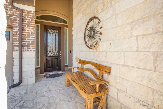 a front view of a house with door