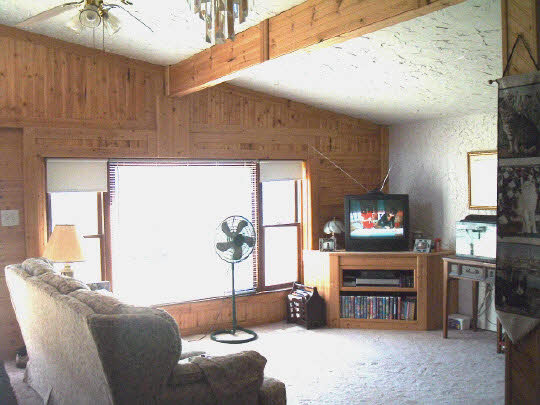 305 Jefferson Street Ridott, IL 61067 - Photo 3 of 5 a living room with furniture a flat screen tv and a fireplace