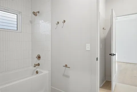 a bathroom with a bathtub