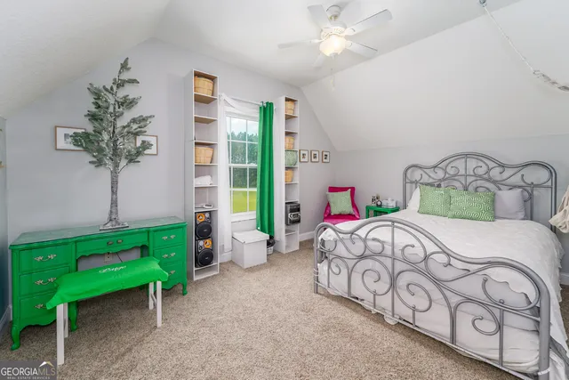 a view of a lake with a big yard