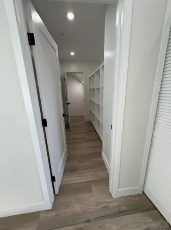 a view of an empty walk in closet