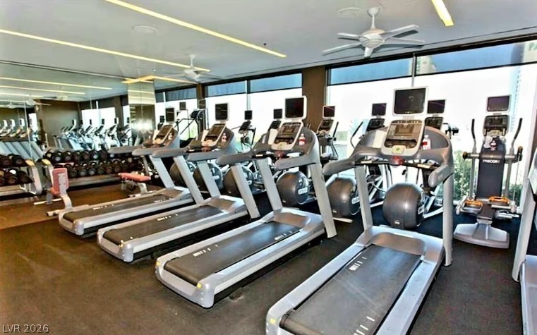 4381 West Flamingo Road, Unit 1809 Las Vegas, NV 89103 - Photo 11 of 11 Workout area featuring a ceiling fan