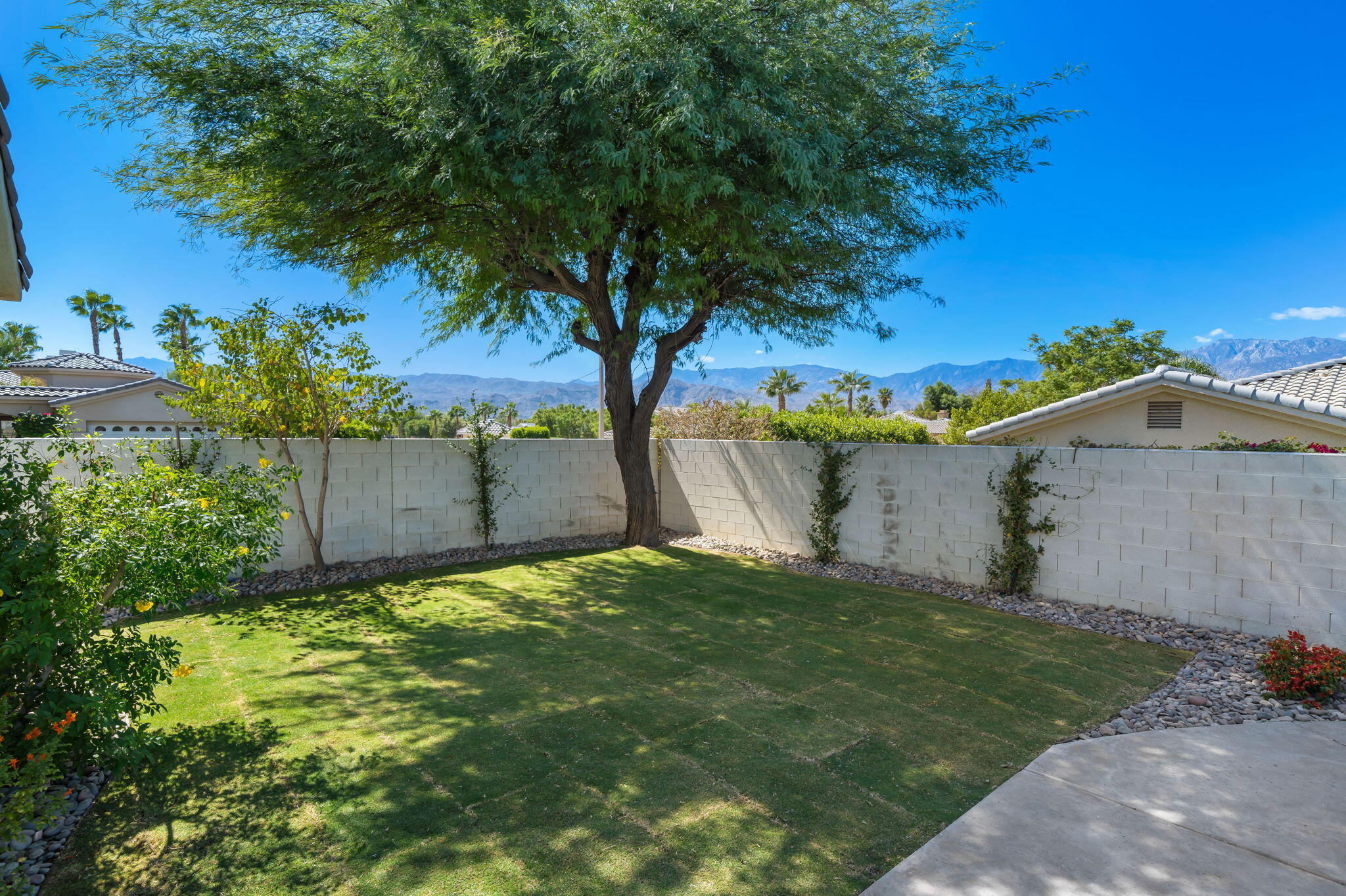 1 Waterloo Court Rancho Mirage, CA 92270 - Photo 54 of 54 a backyard of a house with lots of green space