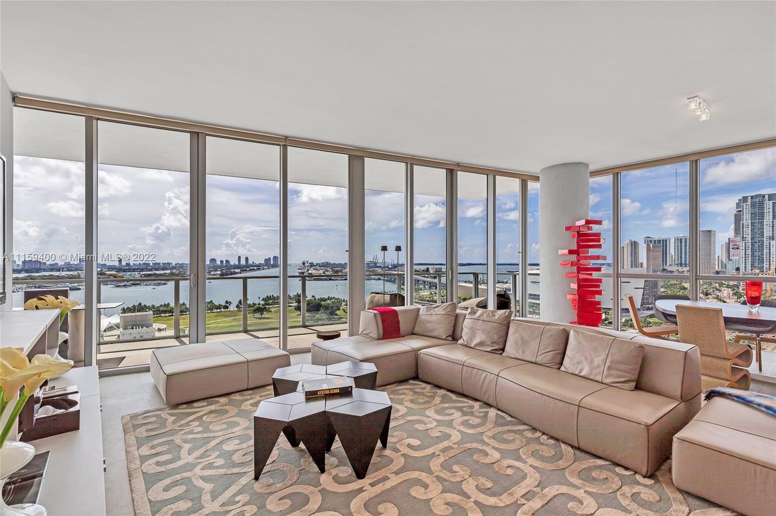 1100 Biscayne Boulevard, Unit 1801 Miami, FL 33132 - Photo 11 of 27 a living room with furniture and a large window