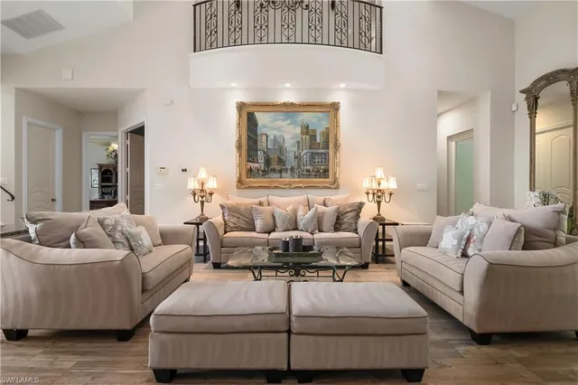 a living room with furniture and a couch