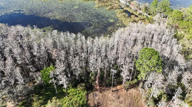 an aerial view of a house with a lake view