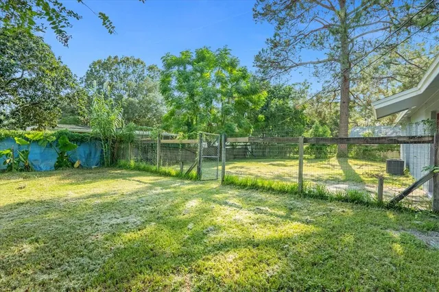 a view of a park with a slide
