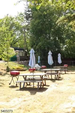 a view of a swimming pool with a yard