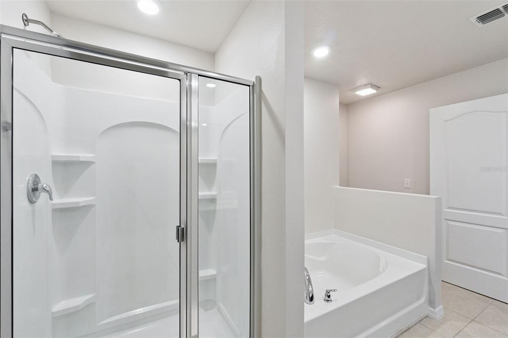 1729 Canaan Loop Dundee, FL 33838 - Photo 19 of 33 a bathroom with a glass shower door and a bathtub
