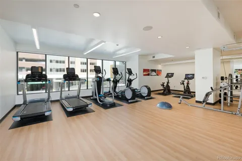 a view of a room with gym equipment