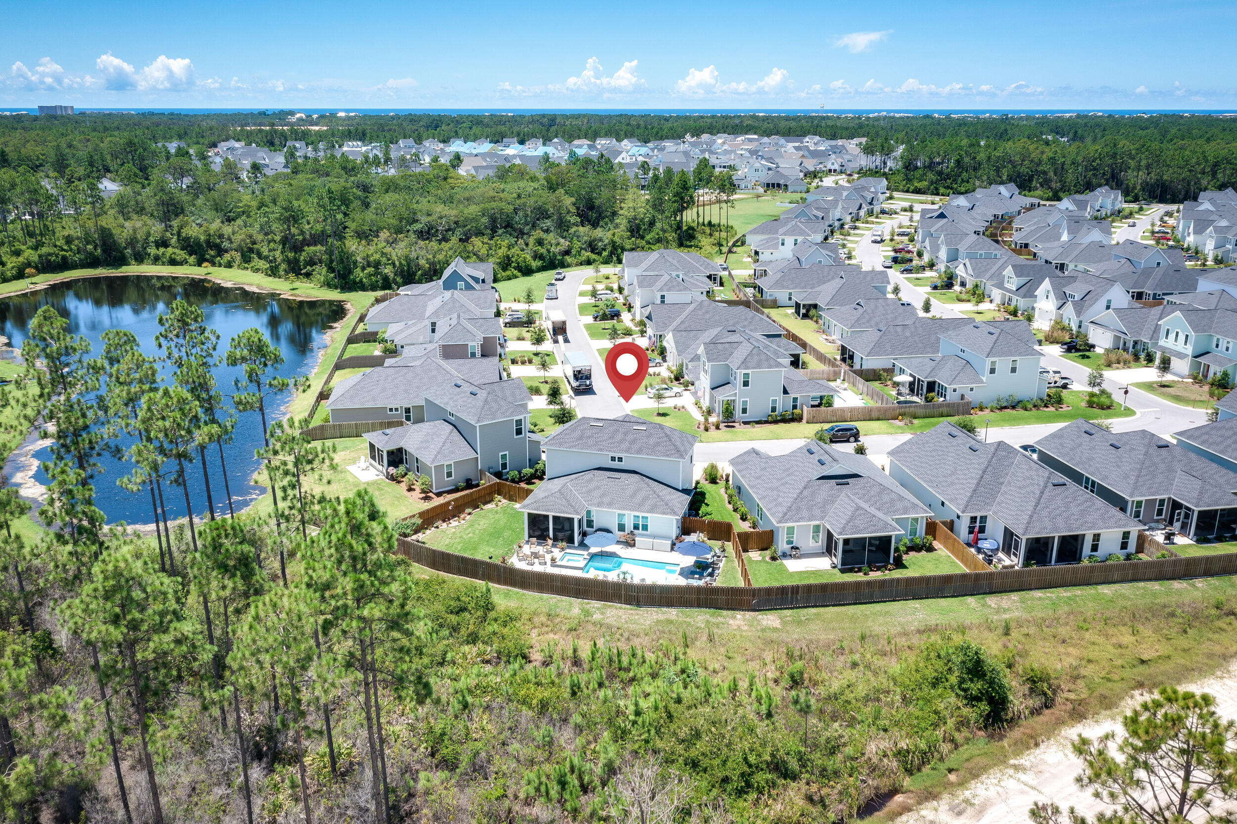 229 Windrow Way Inlet Beach Inlet Beach, FL 32461 - Photo 41 of 43 an aerial view of house with outdoor space and swimming pool