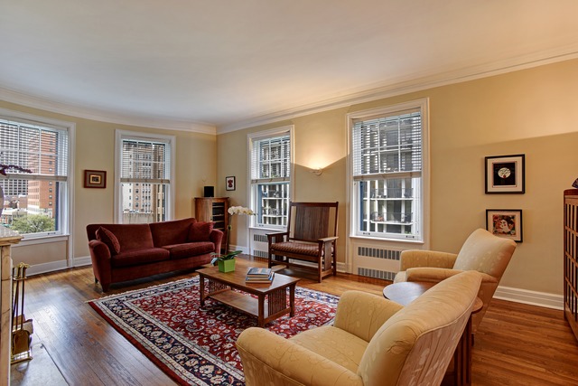 6 East Scott Street, Unit 6 Chicago, IL 60610 - Photo 4 of 25 a living room with furniture large window and wooden floor