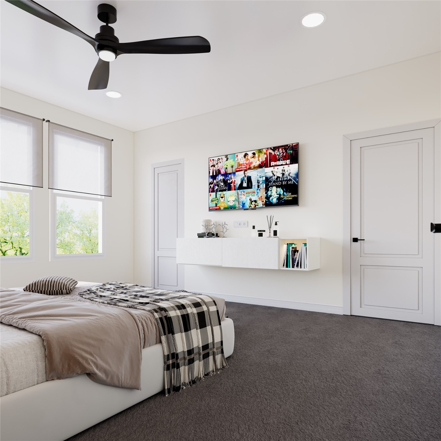 6537 Sealey Street Houston, TX 77091 - Photo 7 of 8 a bedroom with a bed and a flat screen tv