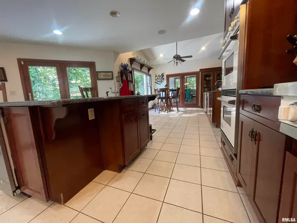 a kitchen with lots of counter top space