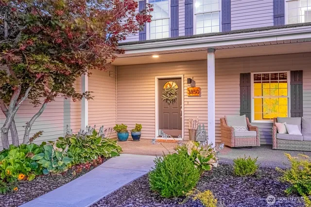 a front view of a house having patio