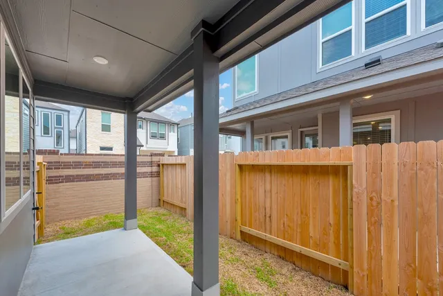 a view of porch with large windows