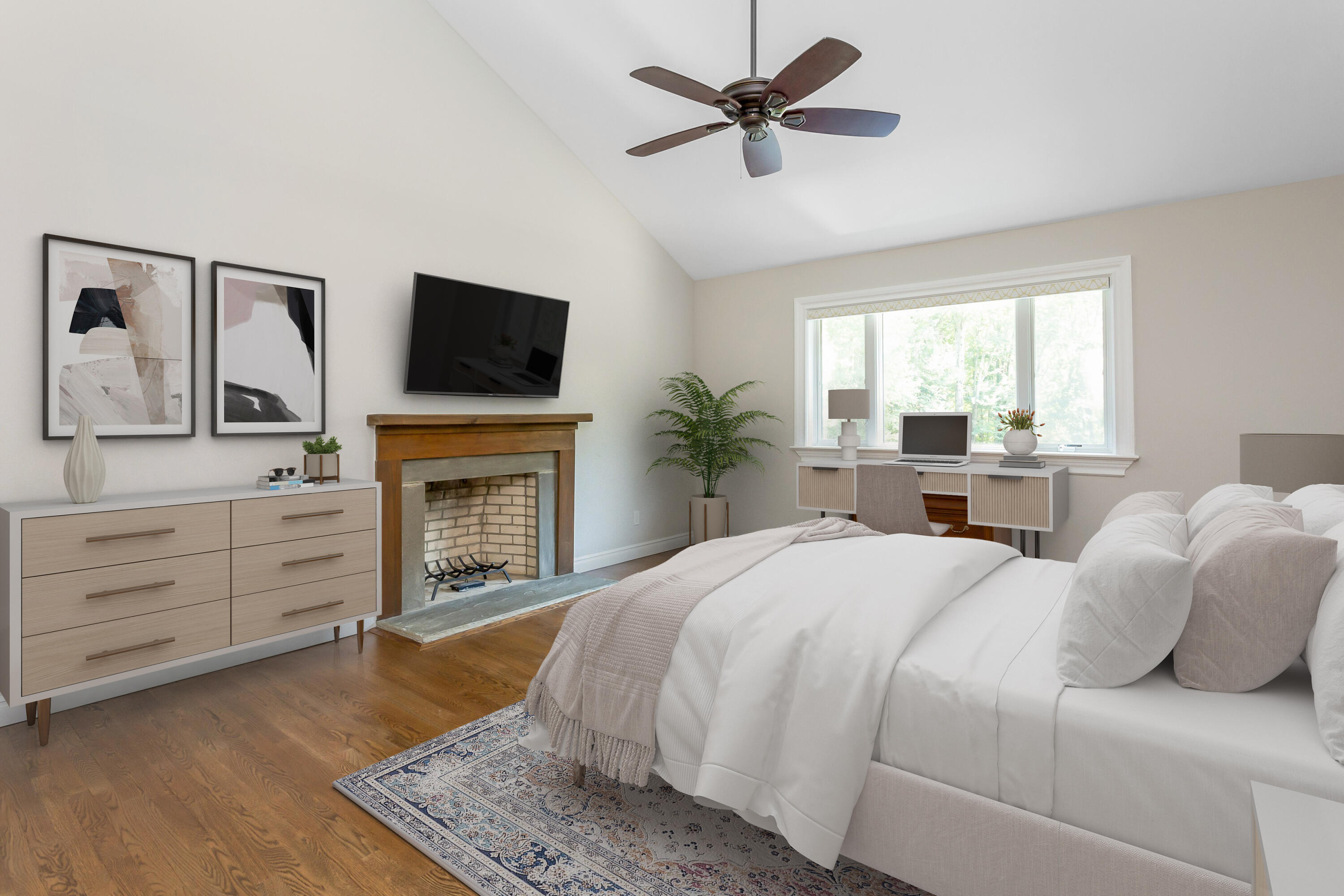 30 Carrington Drive Greenwich, CT 06831 - Photo 29 of 46 a spacious bedroom with a bed and a flat screen tv