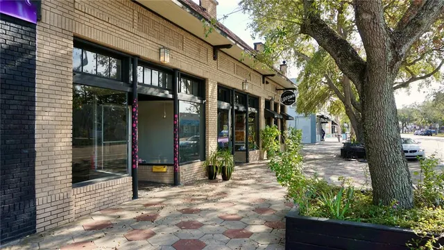a view of street with sitting area