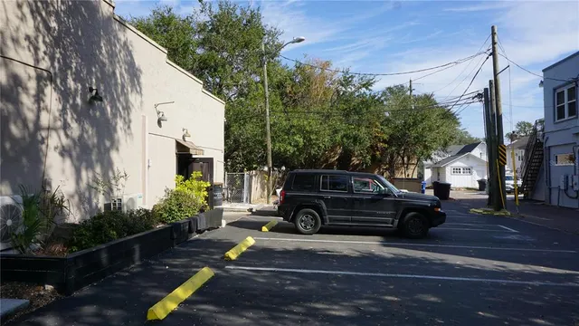 a view of street with shops