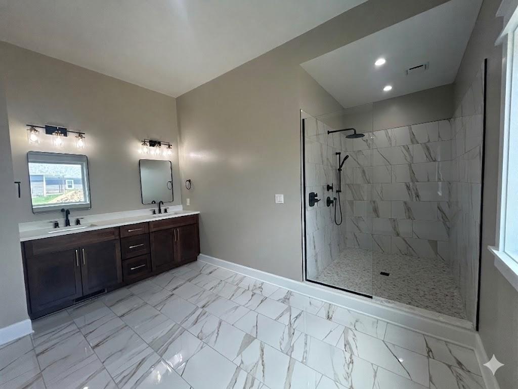 136 Huckleberry Road Indiana, PA 15701 - Photo 26 of 39 AI Generated Glass Doors & Fixtures - Ceramic Tile Flooring & Spacious Walkin Shower