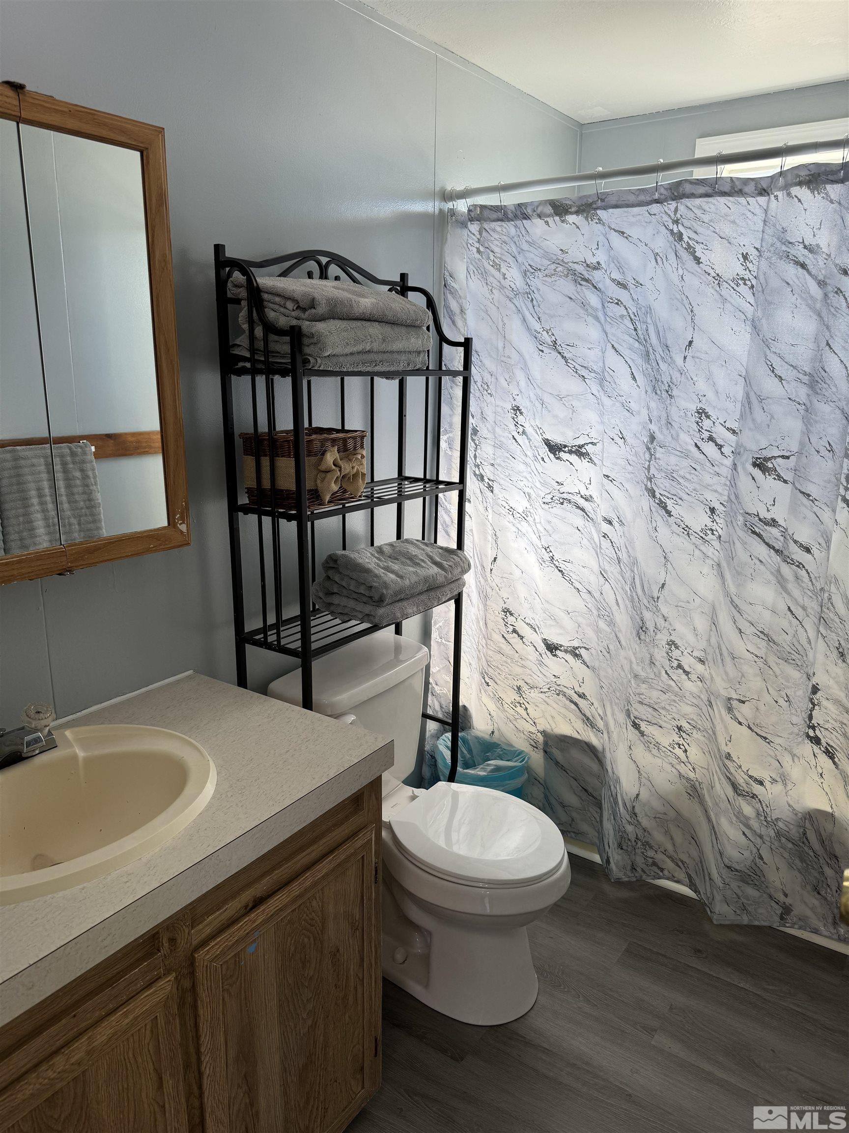 5500 Mission Road Fallon, NV 89406 - Photo 11 of 15 a bathroom with a sink a toilet a mirror and shower