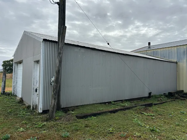 a backyard of a house with a yard and plants