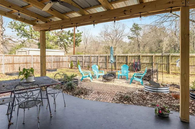 a view of a outdoor space with seating area
