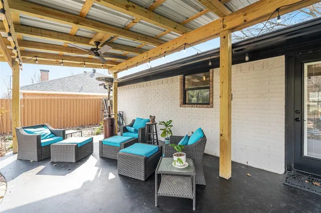 a outdoor living space with furniture