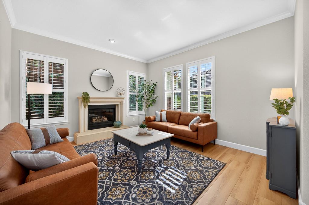 2208 Raintree Court Rocklin, CA 95765 - Photo 6 of 46 a living room with furniture a rug a fireplace and a large window