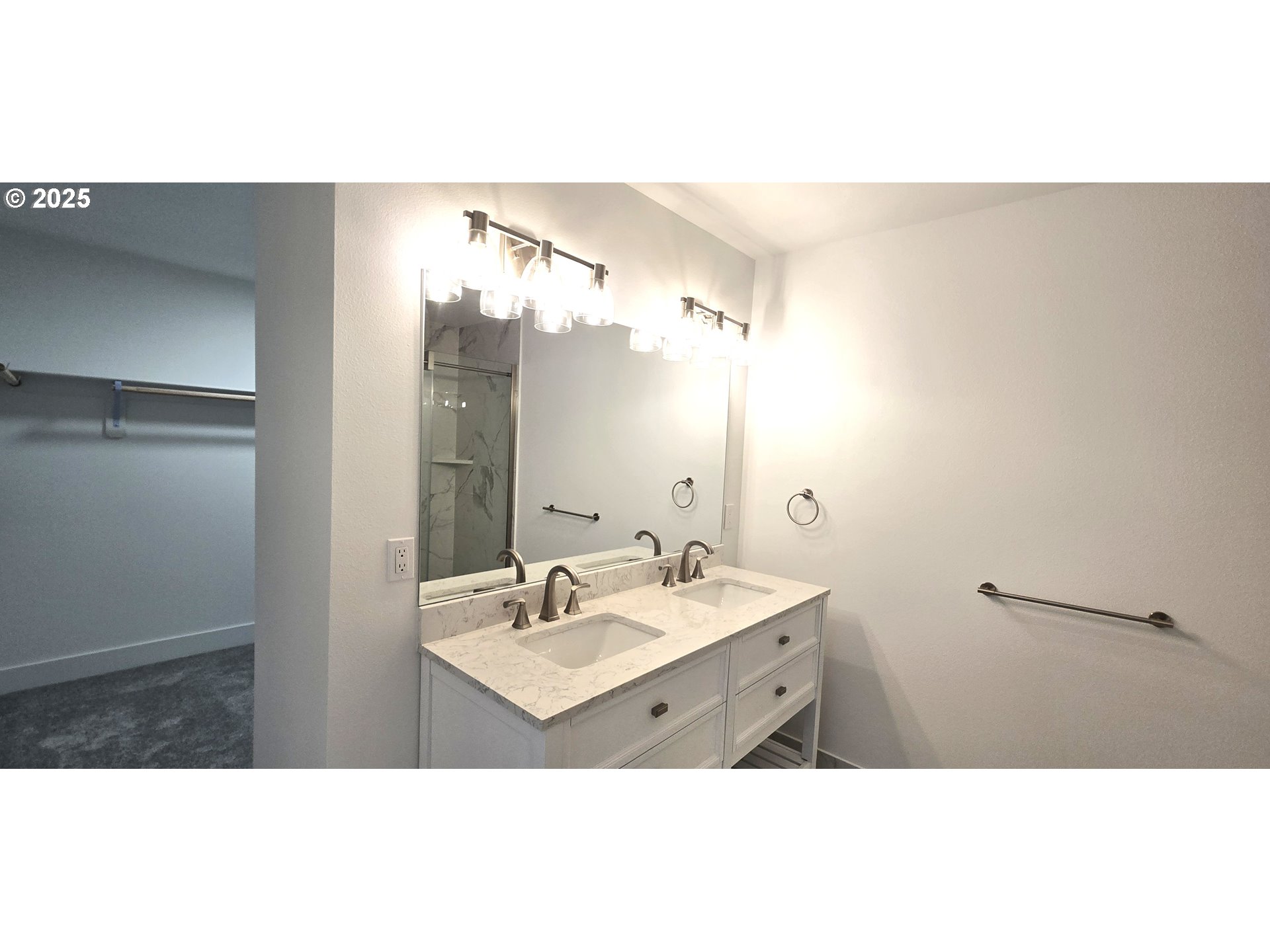 12451 Southeast Harold Street, Unit 1 Portland, OR 97236 - Photo 17 of 21 a bathroom with a double vanity sink mirror and double