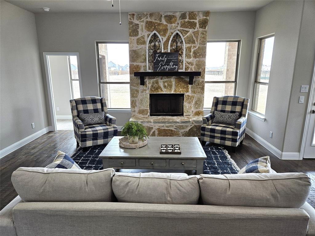 241 Blythe Road Van Alstyne, TX 75495 - Photo 13 of 37 a living room with furniture and a fireplace
