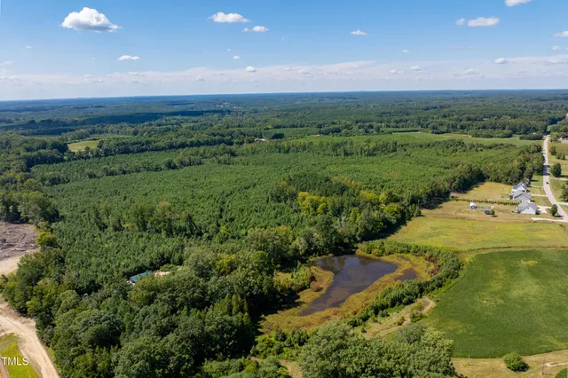 a view of a green field with lots of bushes
