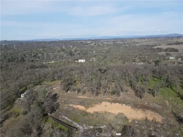 a view of a field with trees in the background