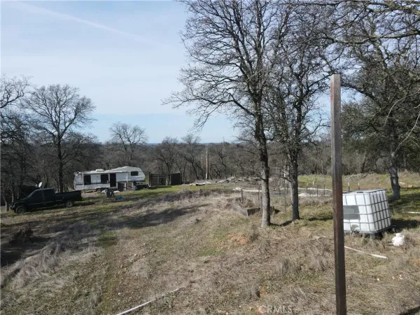 a view of outdoor space with trees all around