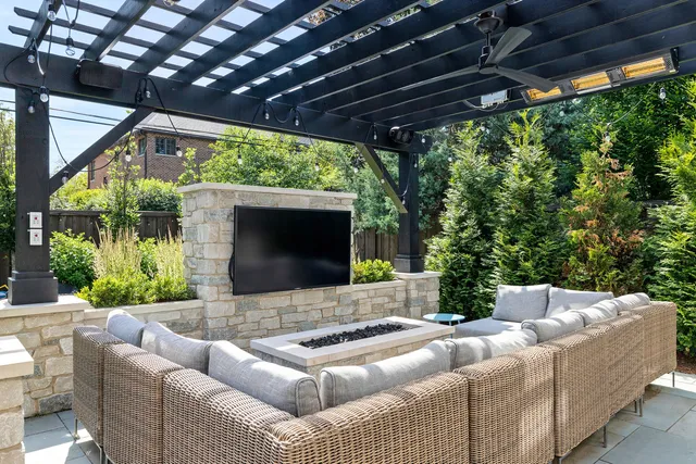 a outdoor space with furniture
